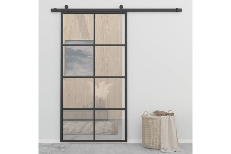 Skyvedør aluminium & ESG-glass 102,5x205 cm svart - Hus & oppussing - Bygg - Dører & Porter - Skyvedører