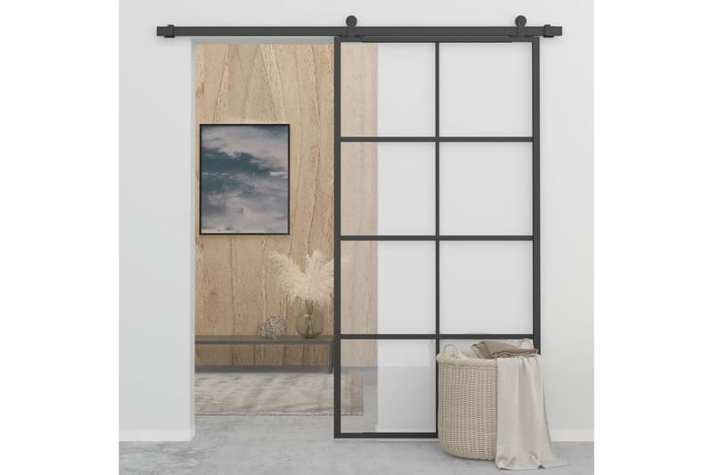 Skyvedør aluminium & ESG-glass 102,5x205 cm svart - Hus & oppussing - Bygg - Dører & Porter - Skyvedører