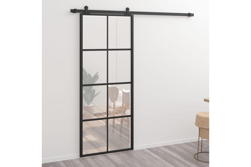 Skyvedør aluminium & ESG-glass 76x205 cm svart - Hus & oppussing - Bygg - Dører & Porter - Skyvedører