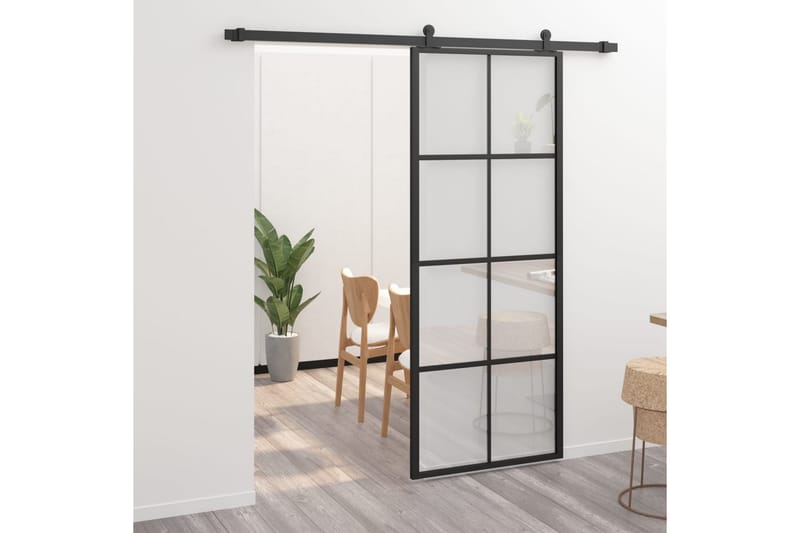 Skyvedør aluminium & ESG-glass 76x205 cm svart - Hus & oppussing - Bygg - Dører & Porter - Skyvedører