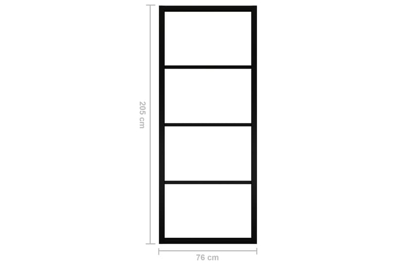 Skyvedør aluminium og ESG-glass 76x205 cm svart - Svart - Hus & oppussing - Bygg - Dører & Porter - Skyvedører