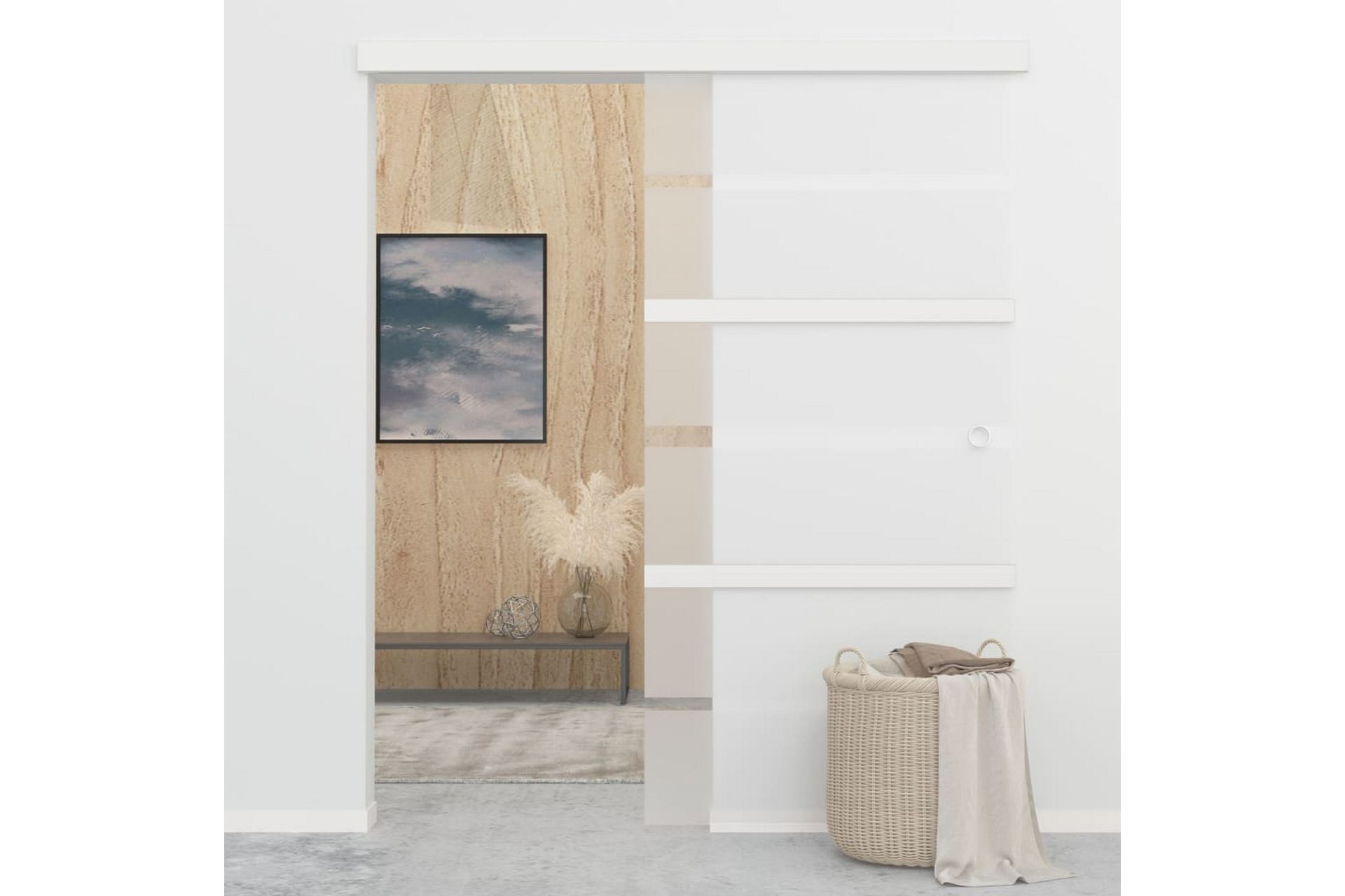 Skyvedør ESG-glass & aluminium 102,5x205 cm sølv - Hus & oppussing - Bygg - Dører & Porter - Skyvedører