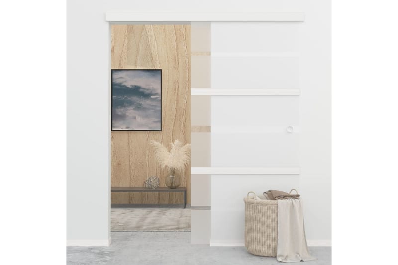 Skyvedør ESG-glass & aluminium 102,5x205 cm sølv - Hus & oppussing - Bygg - Dører & Porter - Skyvedører