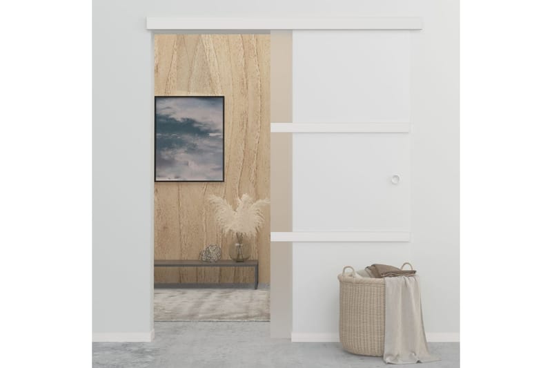 Skyvedør ESG-glass & aluminium 90x205 cm sølv - Hus & oppussing - Bygg - Dører & Porter - Skyvedører