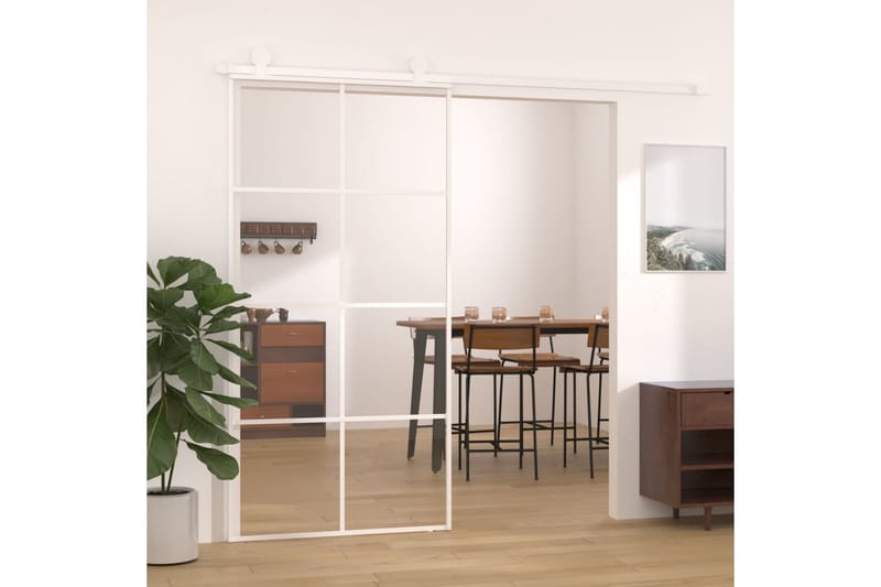 Skyvedør ESG-glass og aluminium 102,5x205 cm hvit - Hvit - Hus & oppussing - Bygg - Dører & Porter - Skyvedører