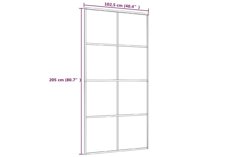 Skyvedør ESG-glass og aluminium 102,5x205 cm hvit - Hvit - Hus & oppussing - Bygg - Dører & Porter - Skyvedører