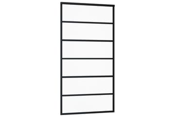 Skyvedør ESG-glass og aluminium 102x205 cm svart - Svart - Hus & oppussing - Bygg - Dører & Porter - Skyvedører