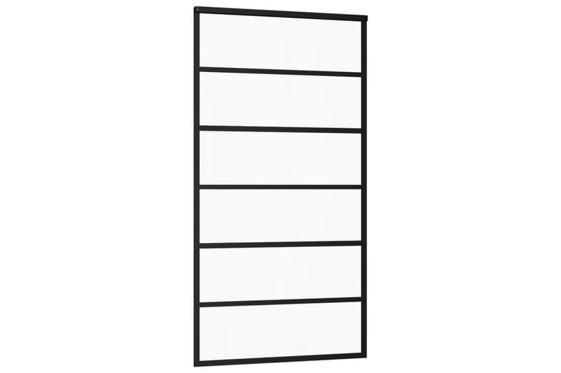 Skyvedør ESG-glass og aluminium 102x205 cm svart - Svart - Hus & oppussing - Bygg - Dører & Porter - Skyvedører