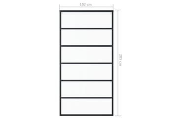 Skyvedør ESG-glass og aluminium 102x205 cm svart - Svart - Hus & oppussing - Bygg - Dører & Porter - Skyvedører
