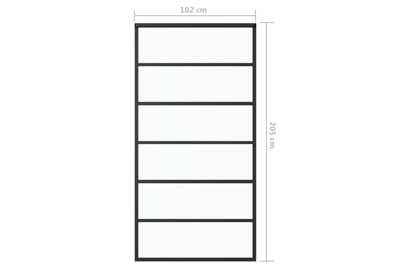 Skyvedør ESG-glass og aluminium 102x205 cm svart - Svart - Hus & oppussing - Bygg - Dører & Porter - Skyvedører