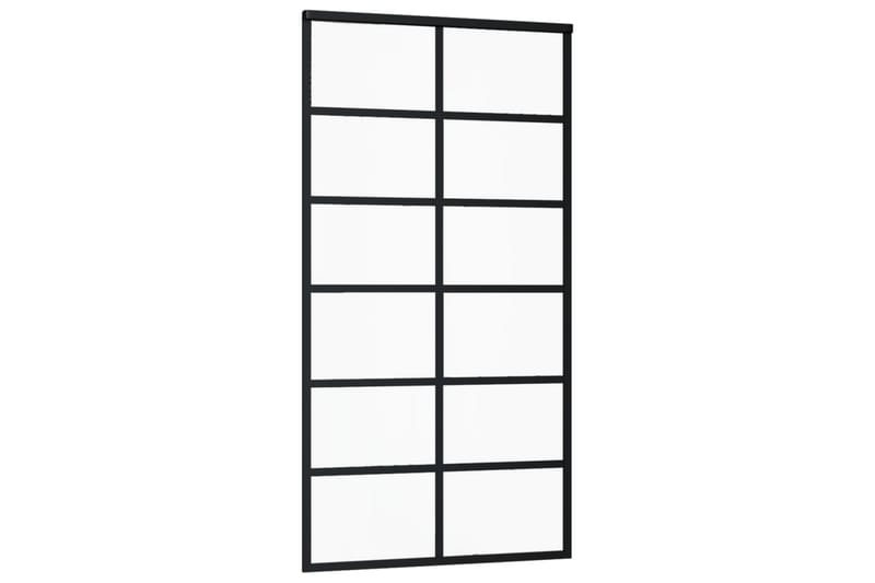 Skyvedør ESG-glass og aluminium 102x205 cm svart - Svart - Hus & oppussing - Bygg - Dører & Porter - Skyvedører