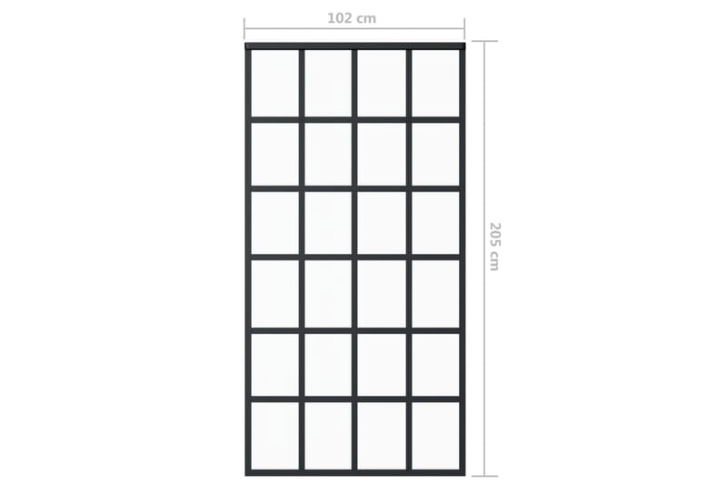 Skyvedør ESG-glass og aluminium 102x205 cm svart - Svart - Hus & oppussing - Bygg - Dører & Porter - Skyvedører