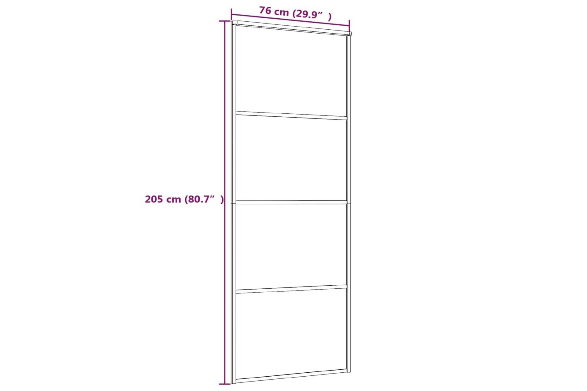 Skyvedør ESG-glass og aluminium 76x205 cm hvit - Hvit - Hus & oppussing - Bygg - Dører & Porter - Skyvedører