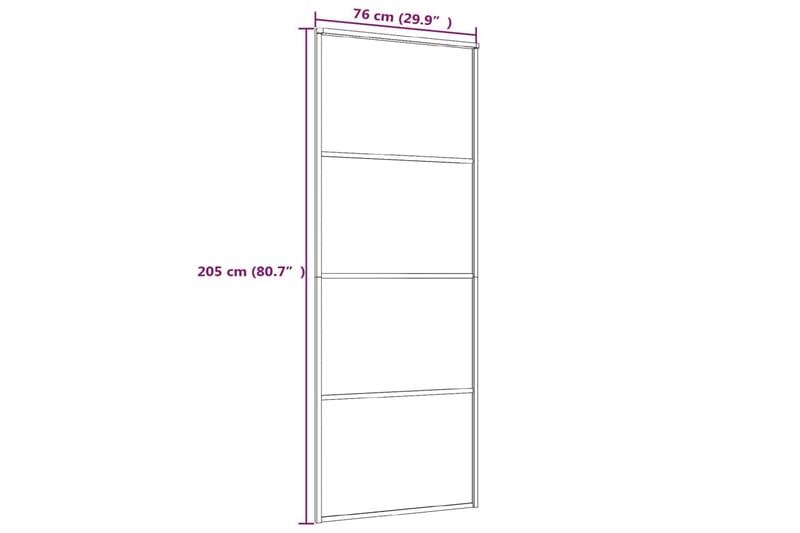 Skyvedør ESG-glass og aluminium 76x205 cm hvit - Hvit - Hus & oppussing - Bygg - Dører & Porter - Skyvedører