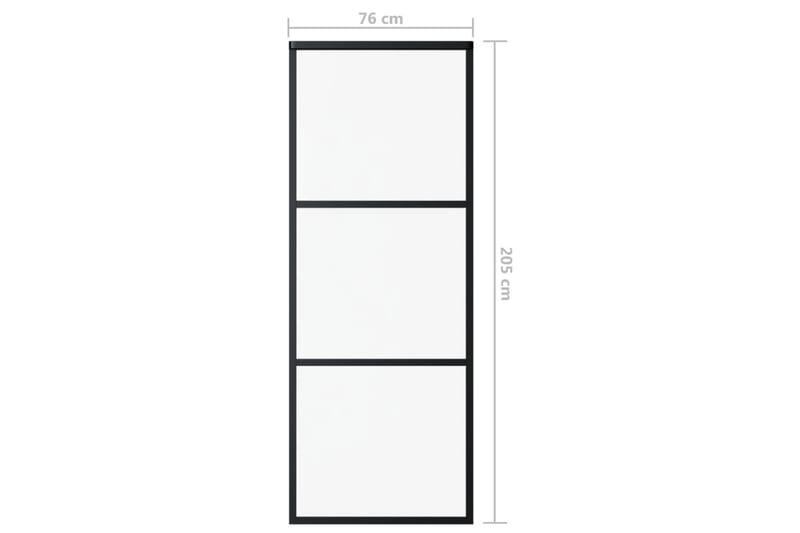 Skyvedør ESG-glass og aluminium 76x205 cm svart - Svart - Hus & oppussing - Bygg - Dører & Porter - Skyvedører