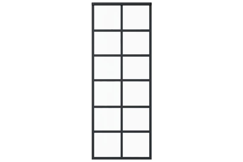 Skyvedør ESG-glass og aluminium 76x205 cm svart - Svart - Hus & oppussing - Bygg - Dører & Porter - Skyvedører