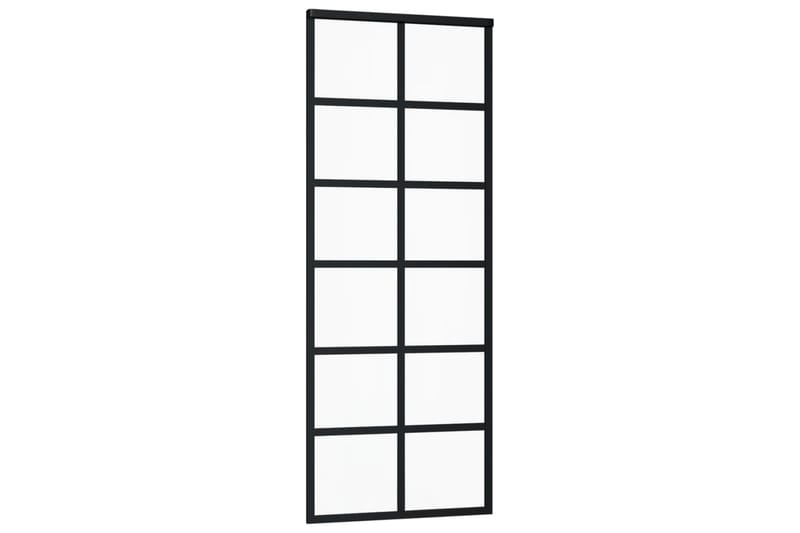 Skyvedør ESG-glass og aluminium 76x205 cm svart - Svart - Hus & oppussing - Bygg - Dører & Porter - Skyvedører