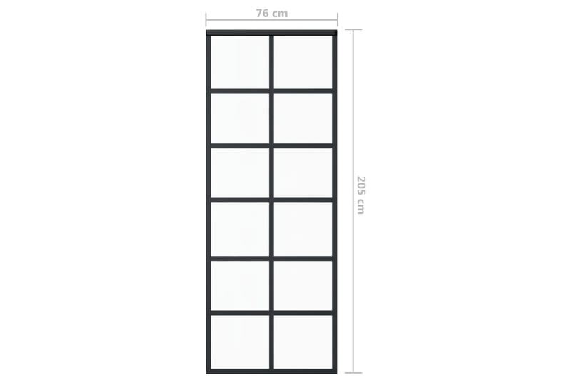 Skyvedør ESG-glass og aluminium 76x205 cm svart - Svart - Hus & oppussing - Bygg - Dører & Porter - Skyvedører