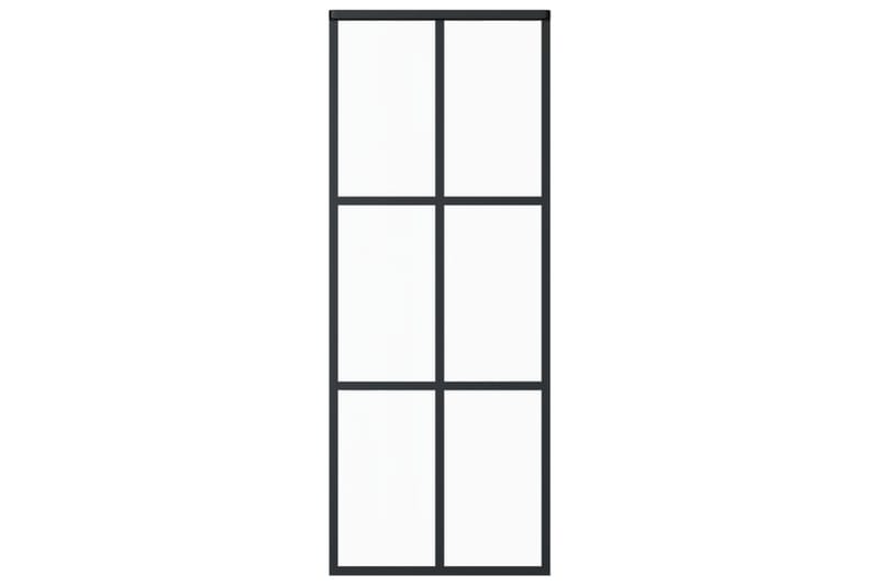 Skyvedør ESG-glass og aluminium 76x205 cm svart - Svart - Hus & oppussing - Bygg - Dører & Porter - Skyvedører