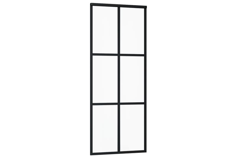 Skyvedør ESG-glass og aluminium 76x205 cm svart - Svart - Hus & oppussing - Bygg - Dører & Porter - Skyvedører