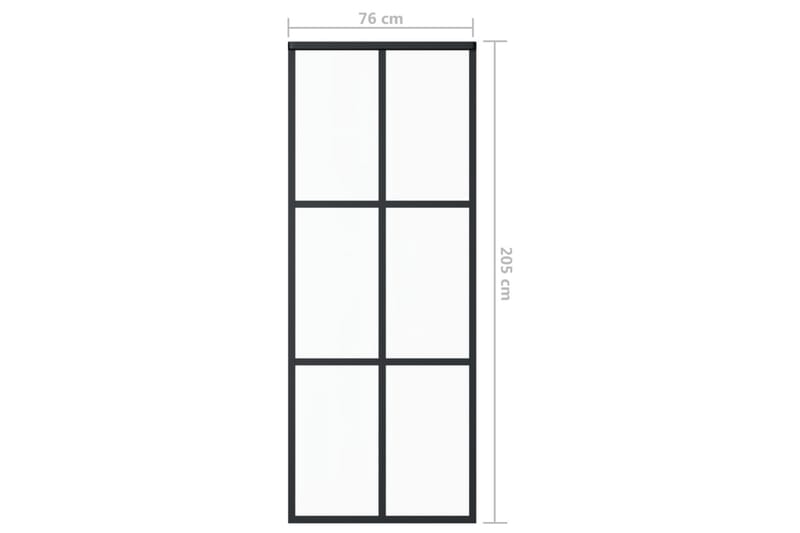 Skyvedør ESG-glass og aluminium 76x205 cm svart - Svart - Hus & oppussing - Bygg - Dører & Porter - Skyvedører