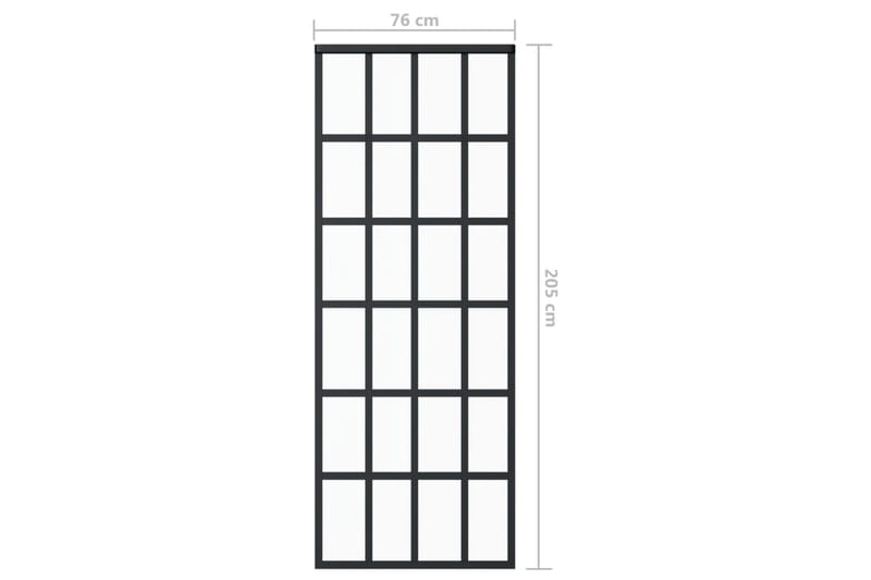 Skyvedør ESG-glass og aluminium 76x205 cm svart - Svart - Hus & oppussing - Bygg - Dører & Porter - Skyvedører