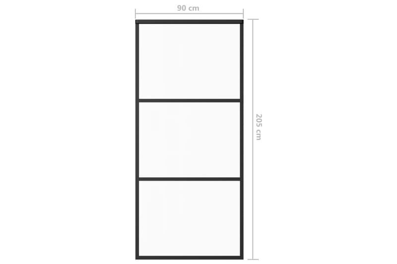 Skyvedør ESG-glass og aluminium 90x205 cm svart - Svart - Hus & oppussing - Bygg - Dører & Porter - Skyvedører