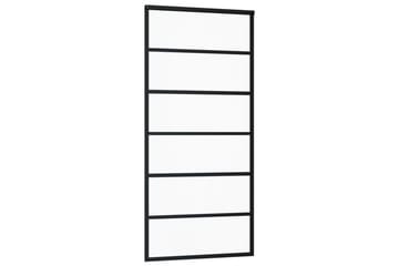 Skyvedør ESG-glass og aluminium 90x205 cm svart - Svart - Hus & oppussing - Bygg - Dører & Porter - Skyvedører