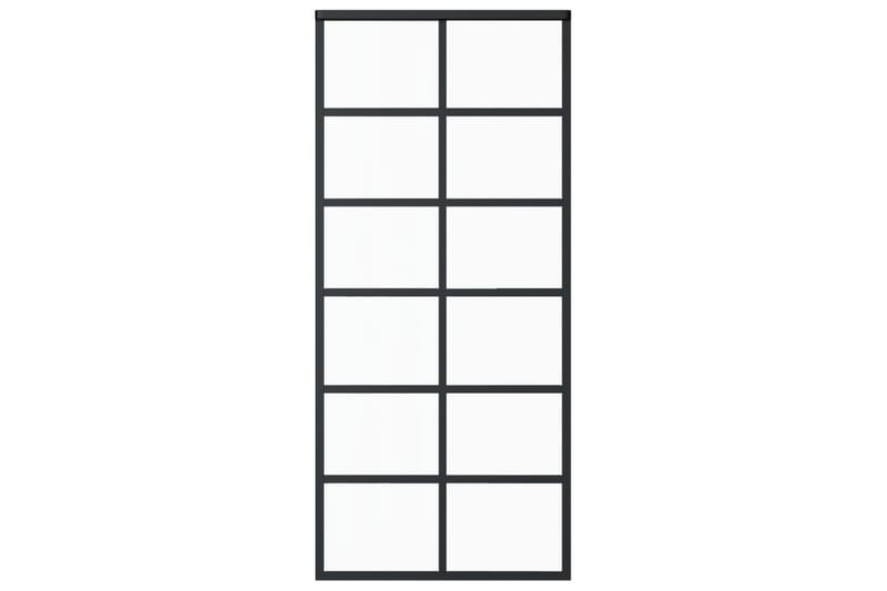 Skyvedør ESG-glass og aluminium 90x205 cm svart - Svart - Hus & oppussing - Bygg - Dører & Porter - Skyvedører