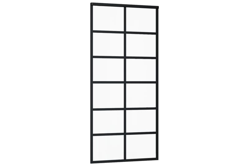 Skyvedør ESG-glass og aluminium 90x205 cm svart - Svart - Hus & oppussing - Bygg - Dører & Porter - Skyvedører