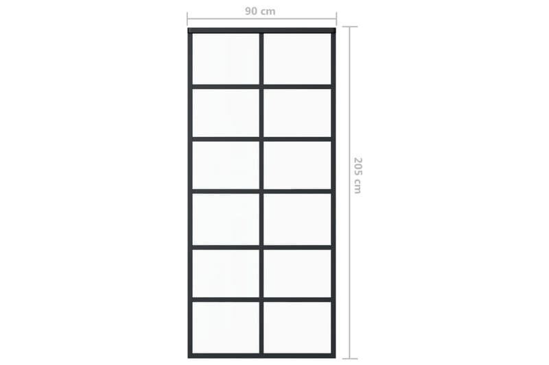 Skyvedør ESG-glass og aluminium 90x205 cm svart - Svart - Hus & oppussing - Bygg - Dører & Porter - Skyvedører