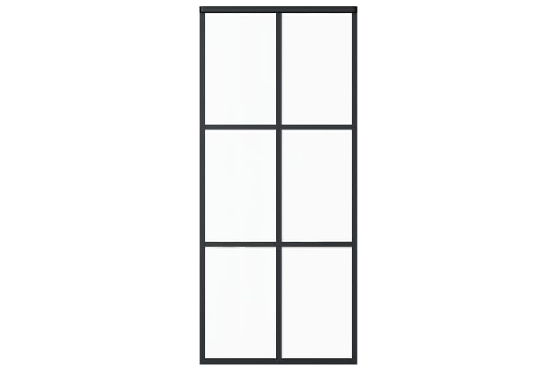 Skyvedør ESG-glass og aluminium 90x205 cm svart - Svart - Hus & oppussing - Bygg - Dører & Porter - Skyvedører