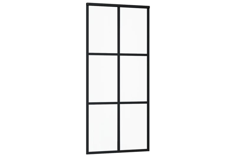 Skyvedør ESG-glass og aluminium 90x205 cm svart - Svart - Hus & oppussing - Bygg - Dører & Porter - Skyvedører