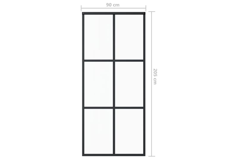 Skyvedør ESG-glass og aluminium 90x205 cm svart - Svart - Hus & oppussing - Bygg - Dører & Porter - Skyvedører