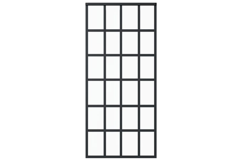 Skyvedør ESG-glass og aluminium 90x205 cm svart - Svart - Hus & oppussing - Bygg - Dører & Porter - Skyvedører