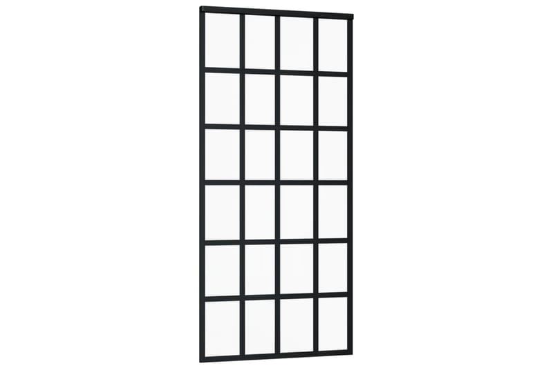 Skyvedør ESG-glass og aluminium 90x205 cm svart - Svart - Hus & oppussing - Bygg - Dører & Porter - Skyvedører