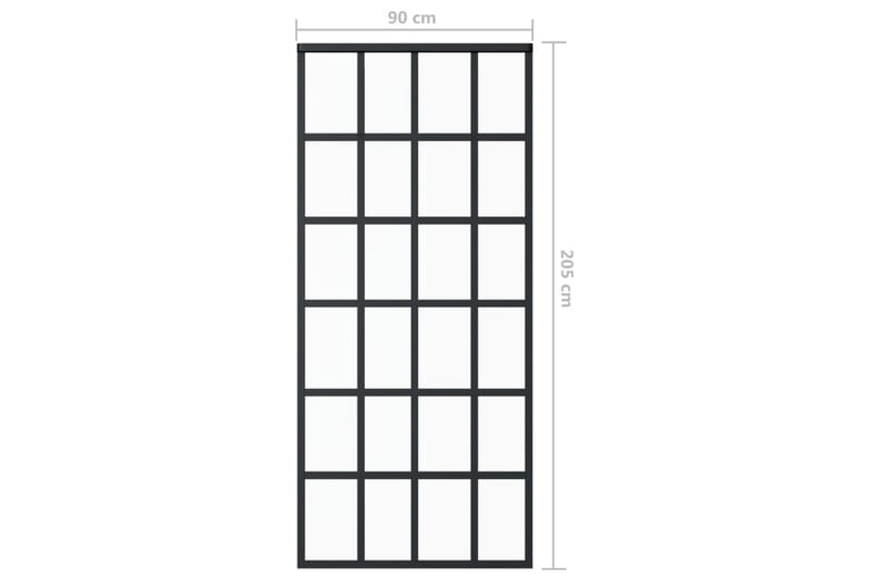 Skyvedør ESG-glass og aluminium 90x205 cm svart - Svart - Hus & oppussing - Bygg - Dører & Porter - Skyvedører