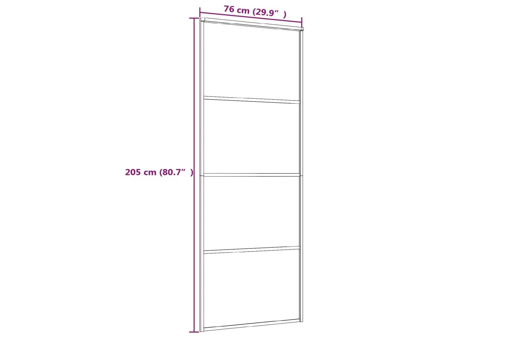 Skyvedør frostet ESG-glass og aluminium 76x205 cm hvit - Hvit - Hus & oppussing - Bygg - Dører & Porter - Skyvedører