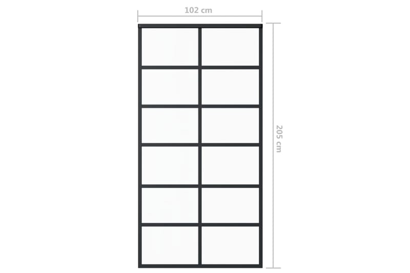 Skyvedør med monteringssett 102x205 cm ESG glass & aluminium - Svart - Hus & oppussing - Bygg - Dører & Porter - Skyvedører