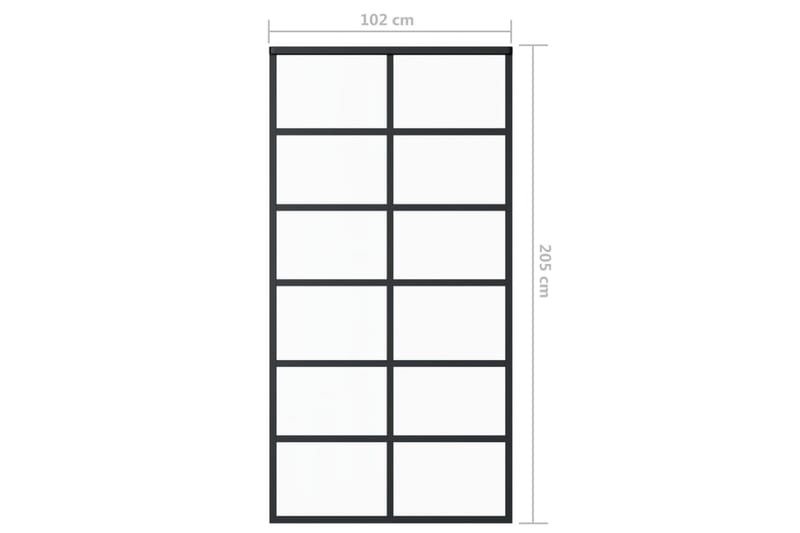 Skyvedør med monteringssett 102x205 cm ESG glass & aluminium - Svart - Skyvedører