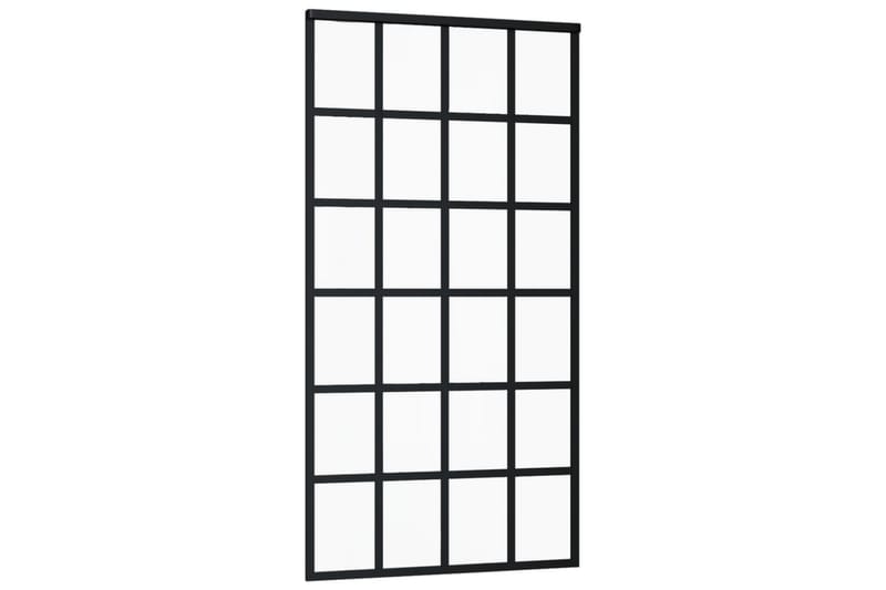 Skyvedør med monteringssett 102x205 cm ESG glass & aluminium - Svart - Hus & oppussing - Bygg - Dører & Porter - Skyvedører