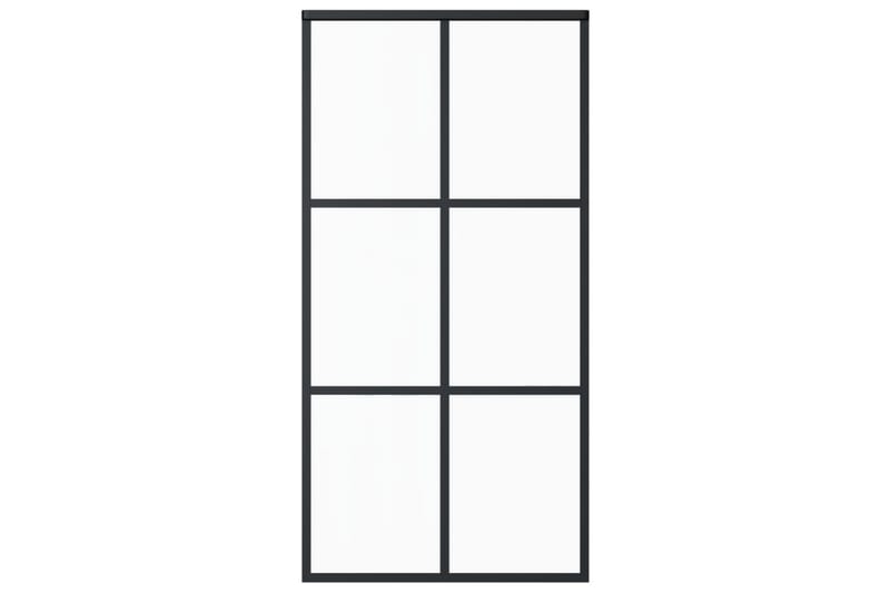 Skyvedør med monteringssett 102x205 cm ESG glass & aluminium - Svart - Hus & oppussing - Bygg - Dører & Porter - Skyvedører