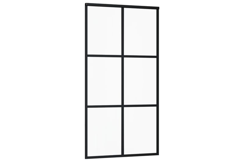 Skyvedør med monteringssett 102x205 cm ESG glass & aluminium - Svart - Hus & oppussing - Bygg - Dører & Porter - Skyvedører