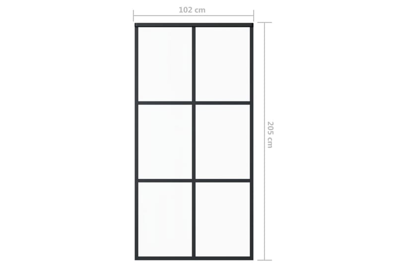 Skyvedør med monteringssett 102x205 cm ESG glass & aluminium - Svart - Hus & oppussing - Bygg - Dører & Porter - Skyvedører