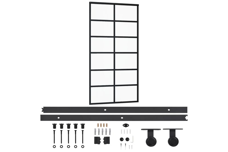 Skyvedør med monteringssett 102x205 cm ESG glass & aluminium - Svart - Hus & oppussing - Bygg - Dører & Porter - Skyvedører