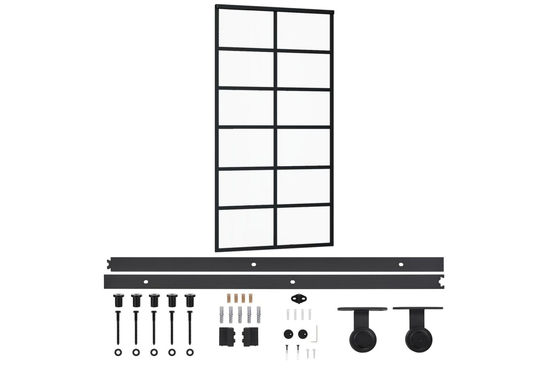 Skyvedør med monteringssett 102x205 cm ESG glass & aluminium - Svart - Hus & oppussing - Bygg - Dører & Porter - Skyvedører