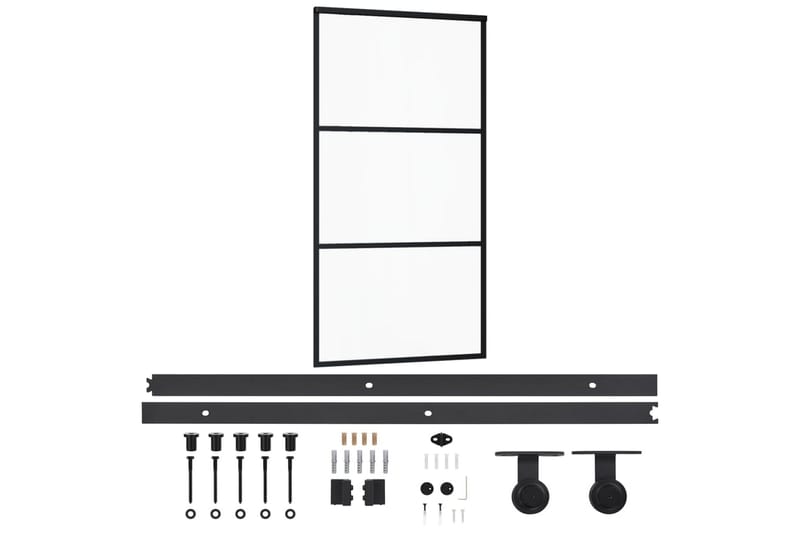 Skyvedør med monteringssett 102x205 cm ESG glass & aluminium - Svart - Hus & oppussing - Bygg - Dører & Porter - Skyvedører
