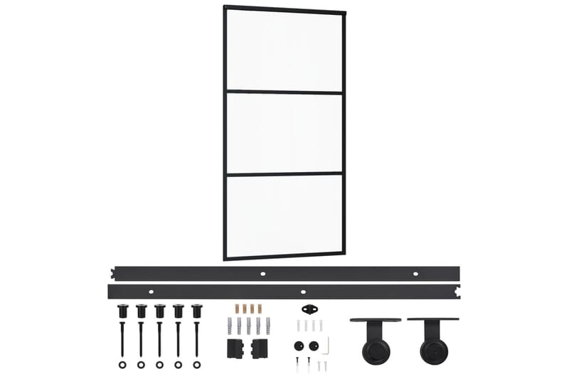 Skyvedør med monteringssett 102x205 cm ESG glass & aluminium - Svart - Hus & oppussing - Bygg - Dører & Porter - Skyvedører