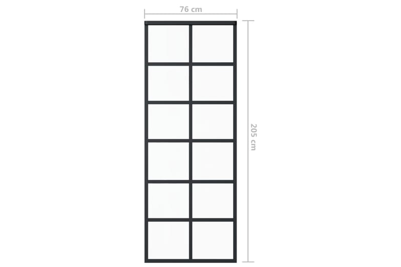 Skyvedør med monteringssett 76x205 cm ESG glass & aluminium - Svart - Skyvedører
