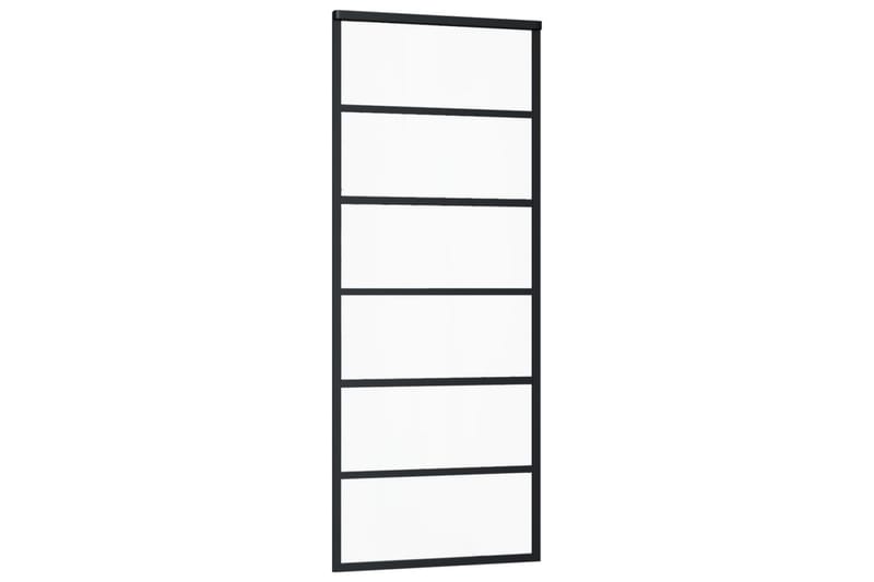 Skyvedør med monteringssett 76x205 cm ESG glass & aluminium - Svart - Hus & oppussing - Bygg - Dører & Porter - Skyvedører
